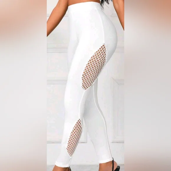 White Mesh Leggings - Picture 1 of 2